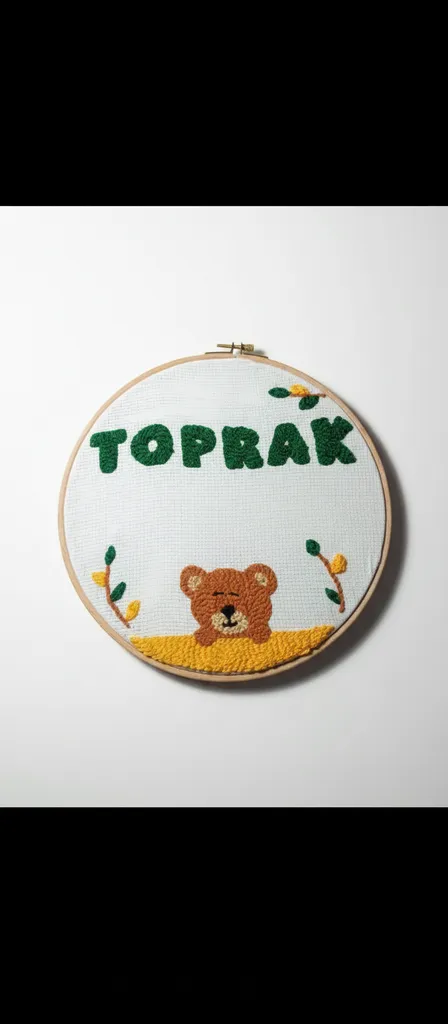 İsim Yazılı Ayıcıklı Punch Kapı Süsü - Bebek Odası Dekorasyonu