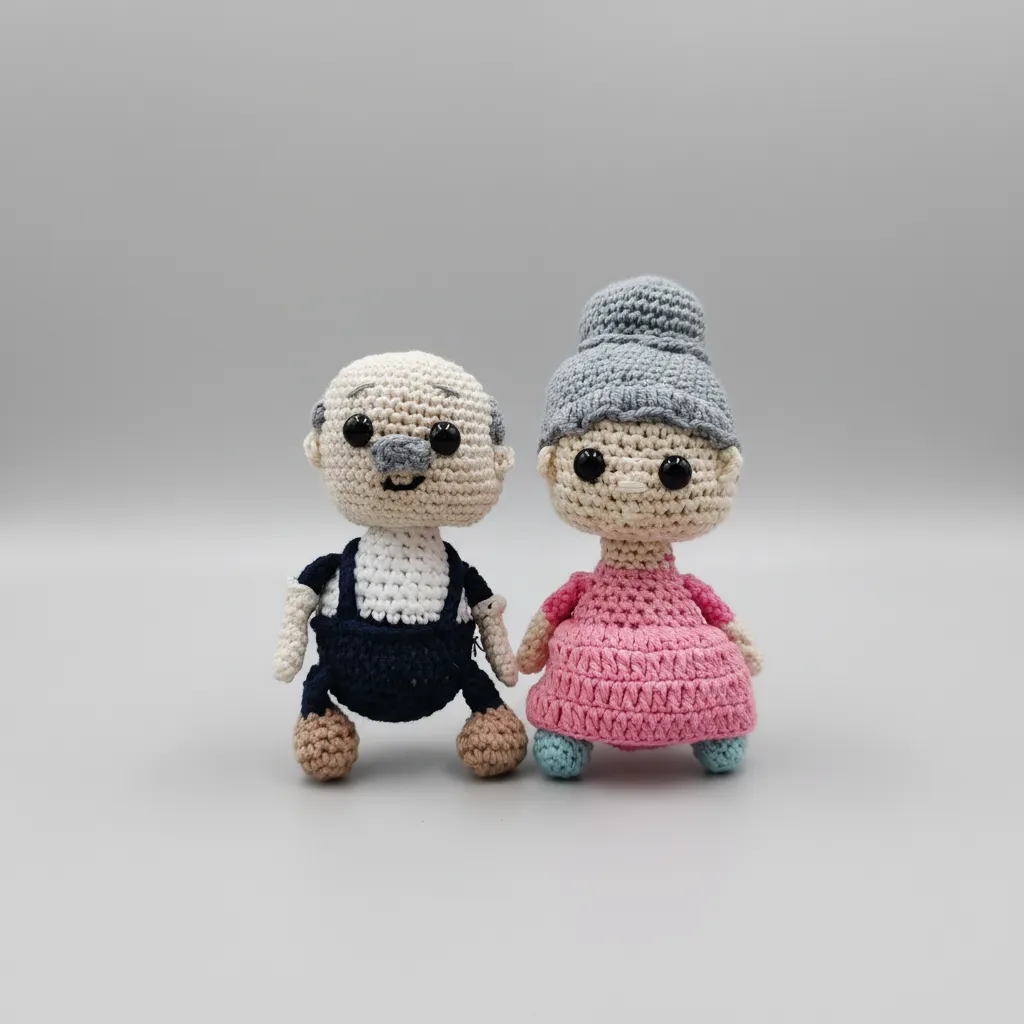 Amigurumi Grandpa and Grandma Doll Toy Set - Handmade Gift