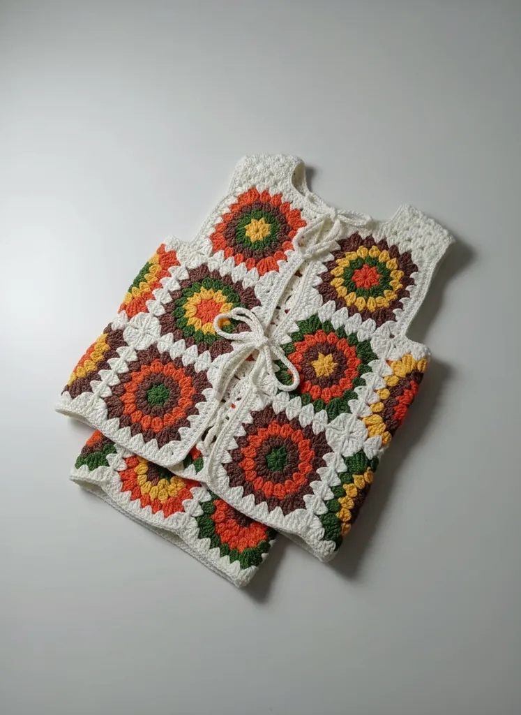 Motifli Örgü Çocuk Etek & Yelek Takımı - 1-1.5 Yaş Pamuk İplik