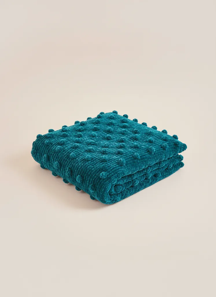 Turkuaz Bebek Popcorn Battaniye - Yumuşak Dokulu, El Örmesi