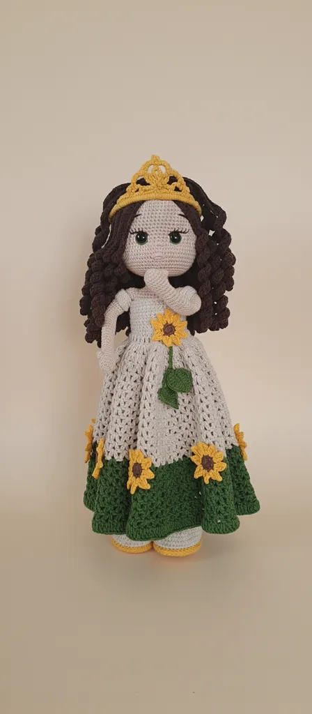 Amigurumi Ayçiçeği Prenses Bebek - 35-40 cm El Yapımı Oyuncak