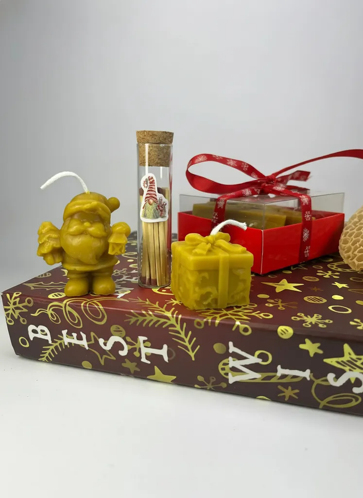 Doğal Balmumu Mum Yılbaşı Hediye Kutusu - Apicraft (Santa Box)