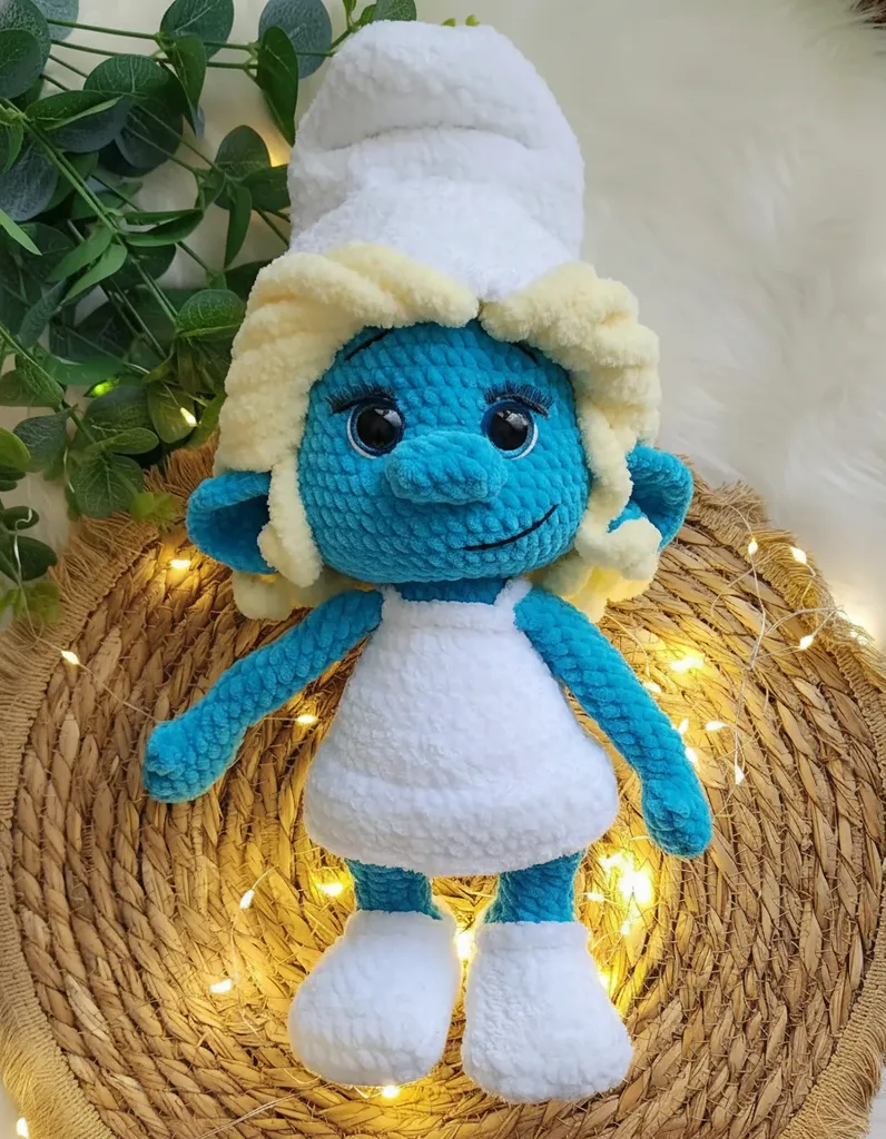 Mavi Şirine Kız Bebek Örgü Oyuncak - Amigurumi El Emeği