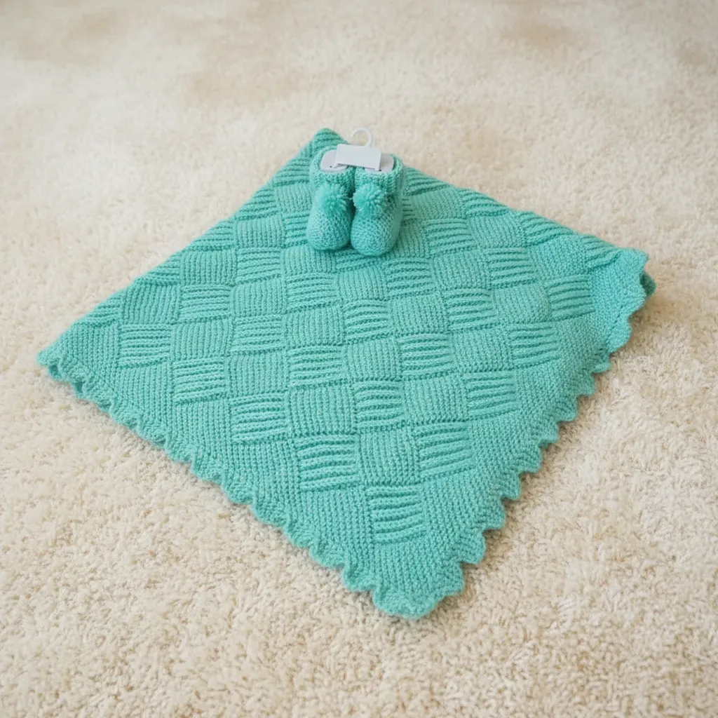 Çift Yönlü Kullanımlı Mint Yeşili Selanik Bebek Battaniyesi ve Patiği