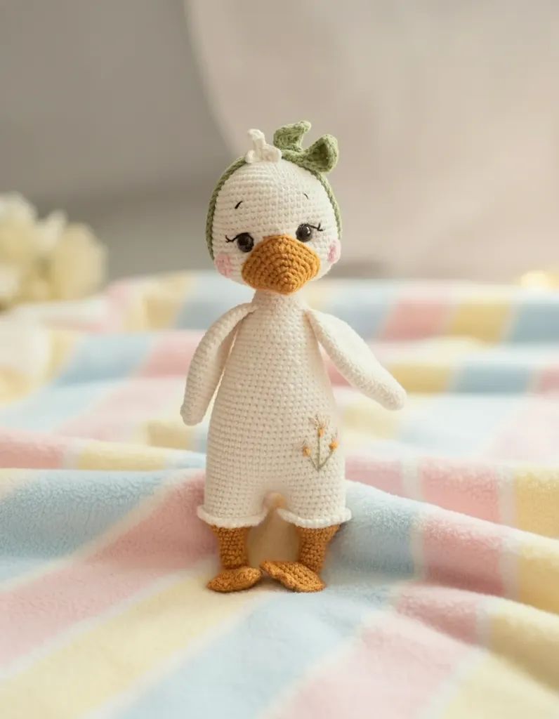 Beyaz Amigurumi Kaz Bebek Oyuncak - El Yapımı ve Organik İp