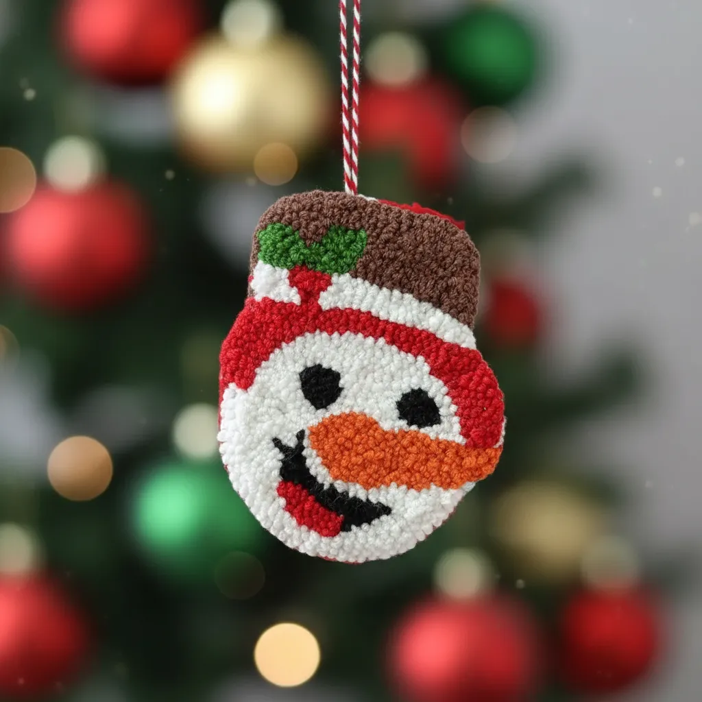 Punch Nakışı Kardan Adam Yılbaşı Ağacı Süsü - El Emeği