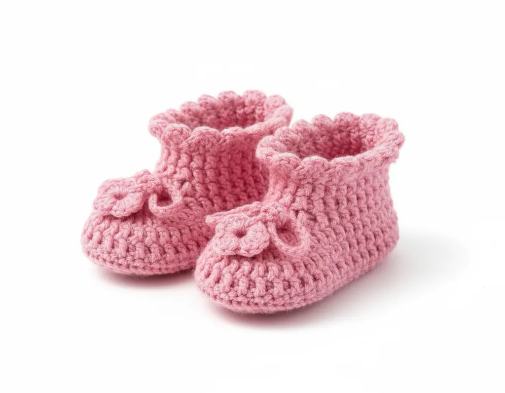 Pembe Örgü Bebek Panduf - 19-20 Numara - El Emeği Göz Nuru