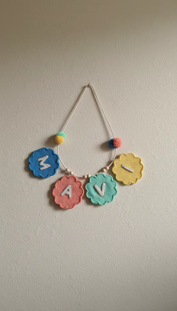 Punch El Yapımı İsimli Bebek Oda Süsü Renkli Dekoratif İsim Bannerı(Kişiye Özel)