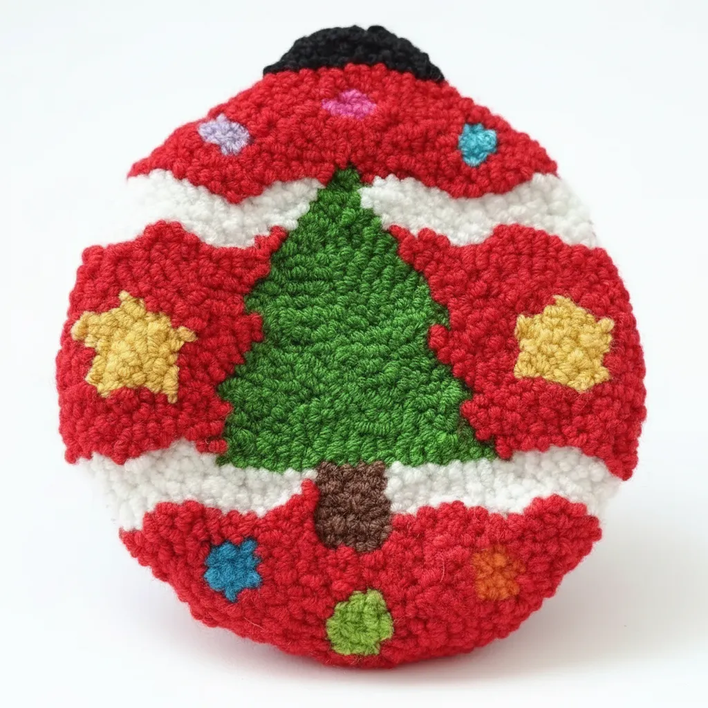 Punch Nakışı Yılbaşı Ağacı Süsü - Keçe Destekli El Emeği