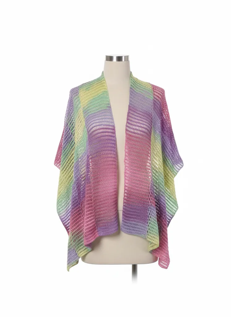 Batik Desenli Kadın Salaş Örgü Yelek - Alize Diva İplik