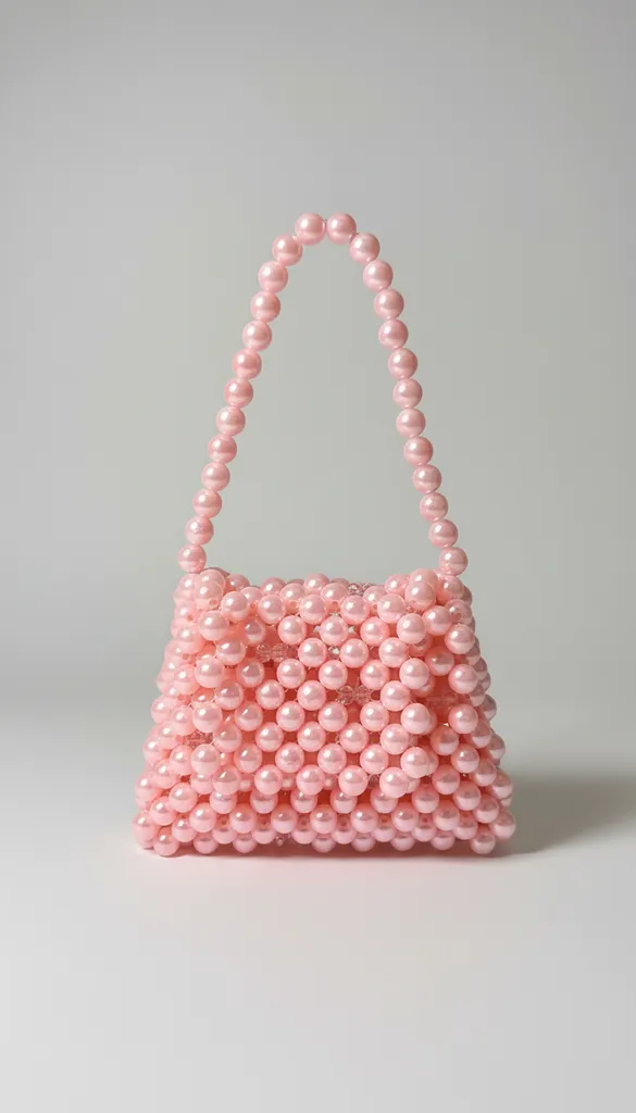 İnci Boncuklu Pembe Mini Çanta - El Yapımı Şık Tasarım