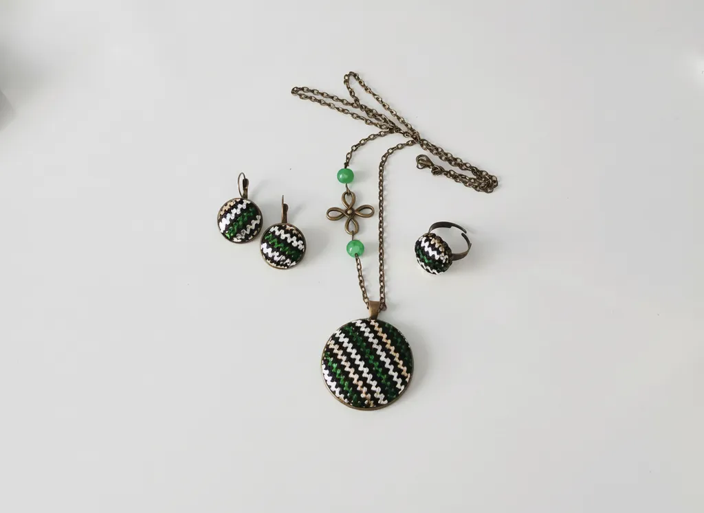 Yeşil Boncuklu Tel Kırma Takı Seti - Bartın İşi Özel Tasarım
