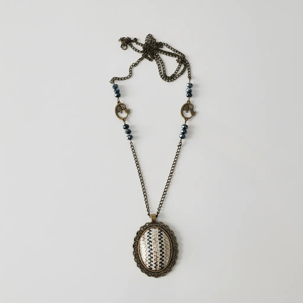 Bartın Tel Kırma Sanatı Gri Boncuklu Otantik Kolye Ucu