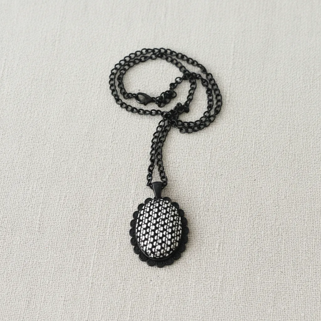 Siyah Zincirli Tel Kırma Kolye - Bartın Yöresi El Sanatı