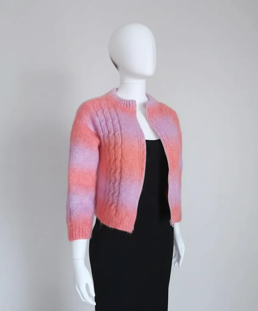 Batik Tiftik İpliği Örgü Crop Hırka - Fermuarlı, 36 Beden