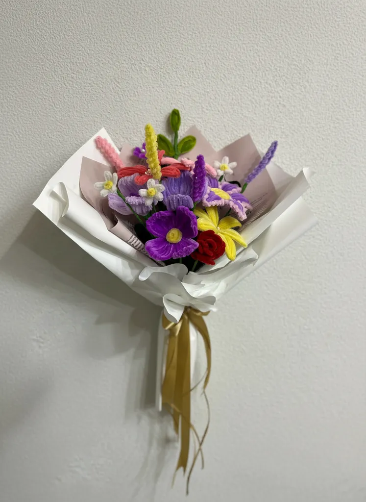 Peluş Çiçek Buketi - Renkli, Yumuşak ve Dekoratif El Emeği