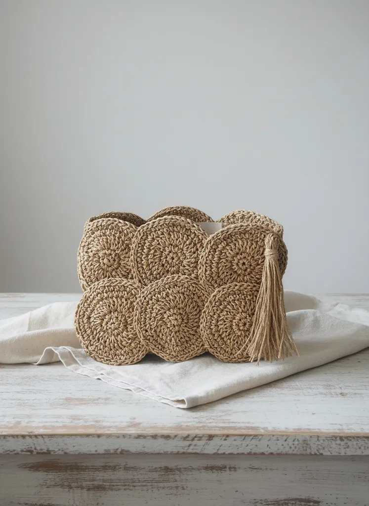 Hasır Görünümlü Kağıt İp Örgü Çanta - El Emeği Sırt Çantası