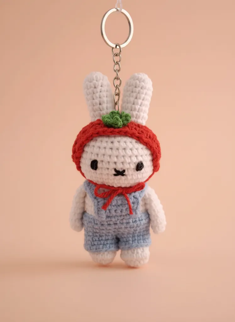 Örgü Tavşan Peluş Anahtarlık - El Yapımı Sevimli Tasarım