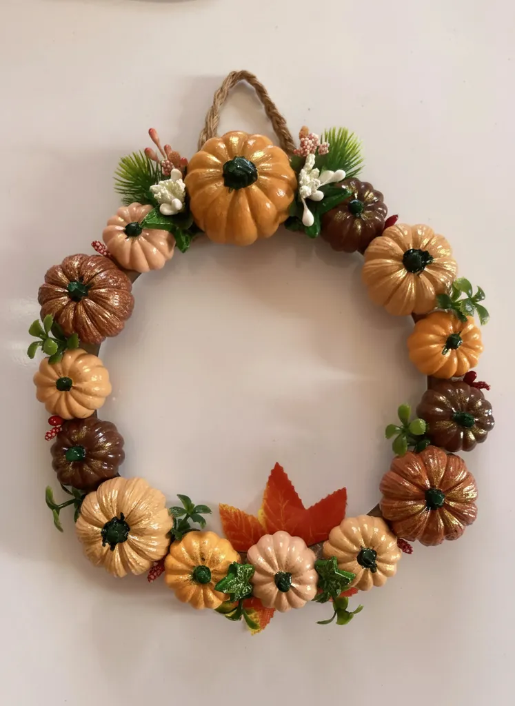 Balkabağı Temalı Kapı Çelengi - 20 cm Sonbahar Dekorasyonu