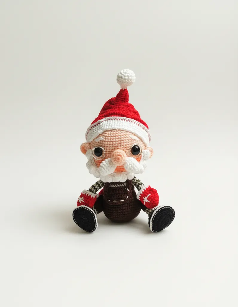 Örme Santa Amigurumi Figür - Pamuk İplikten El Emeği 10 cm