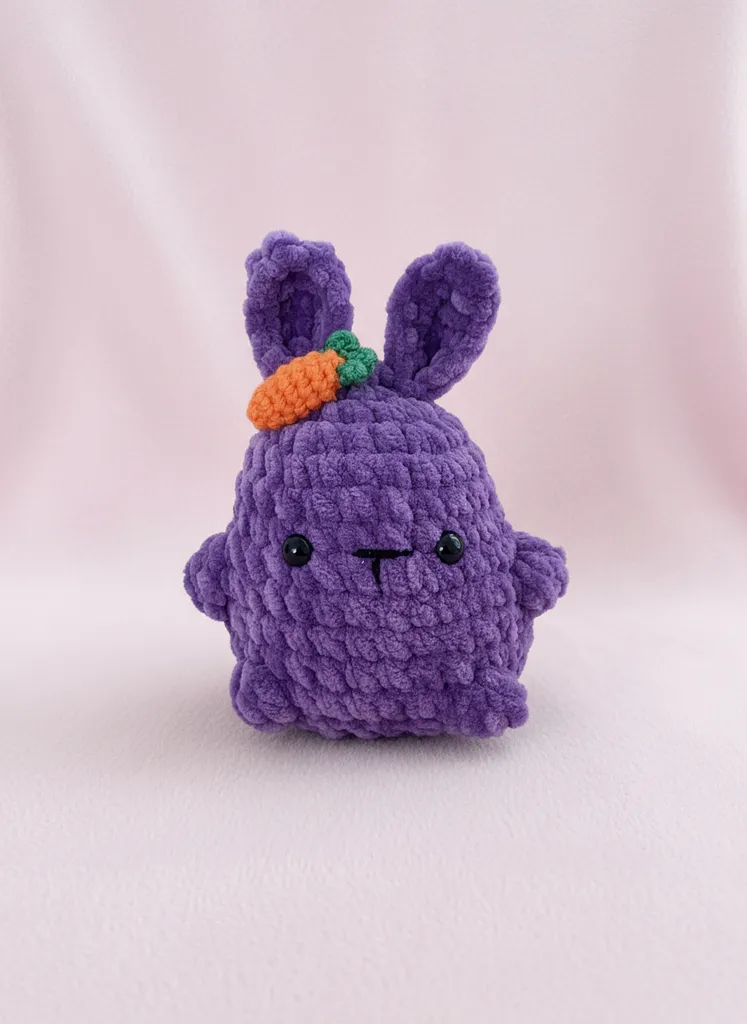 Örgü Tavşan Peluş Oyuncak - Mor Renkli El Yapımı Sevimli Tasarım