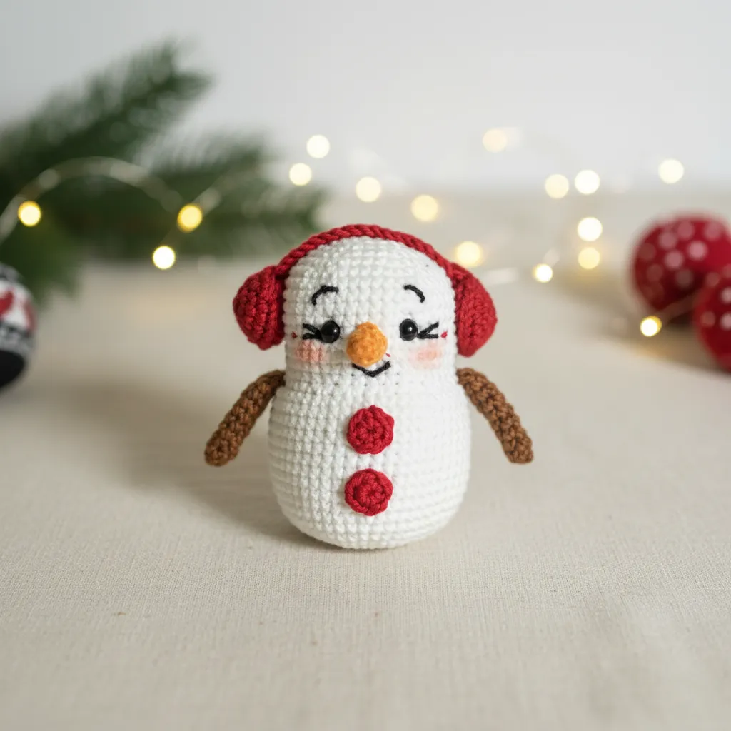 Örgü Kardan Adam Amigurumi Anahtarlık - Yılbaşı Hediyesi