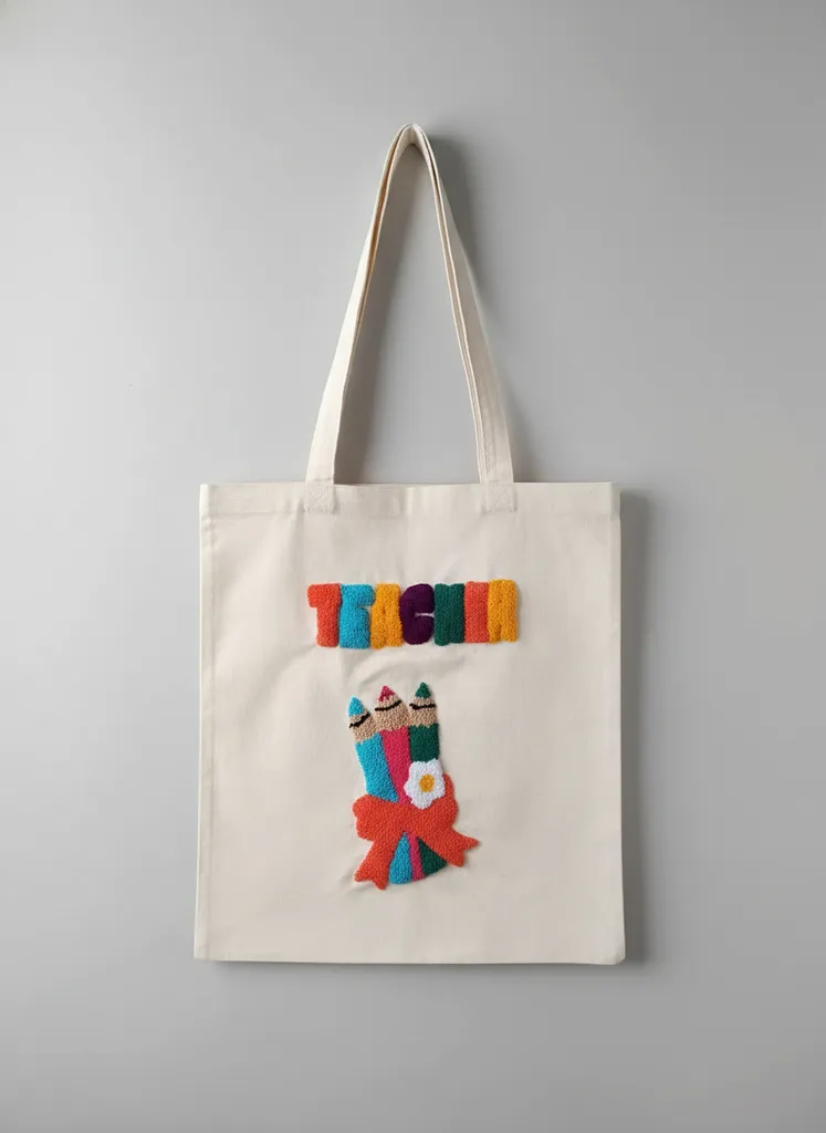 Öğretmenler Günü Hediyesi Punch İşleme Bez Çanta - El Emeği