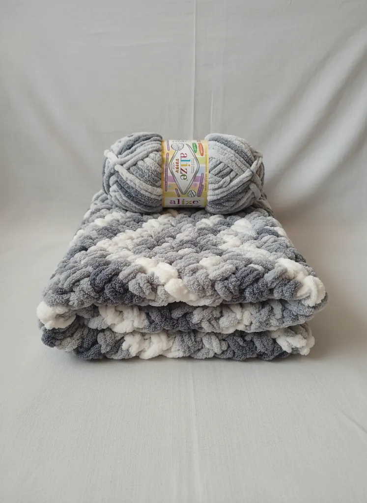 Alize Puffy Gri-Beyaz Bebek Battaniyesi - Yumuşak Dokulu ve Sıcak Tutan