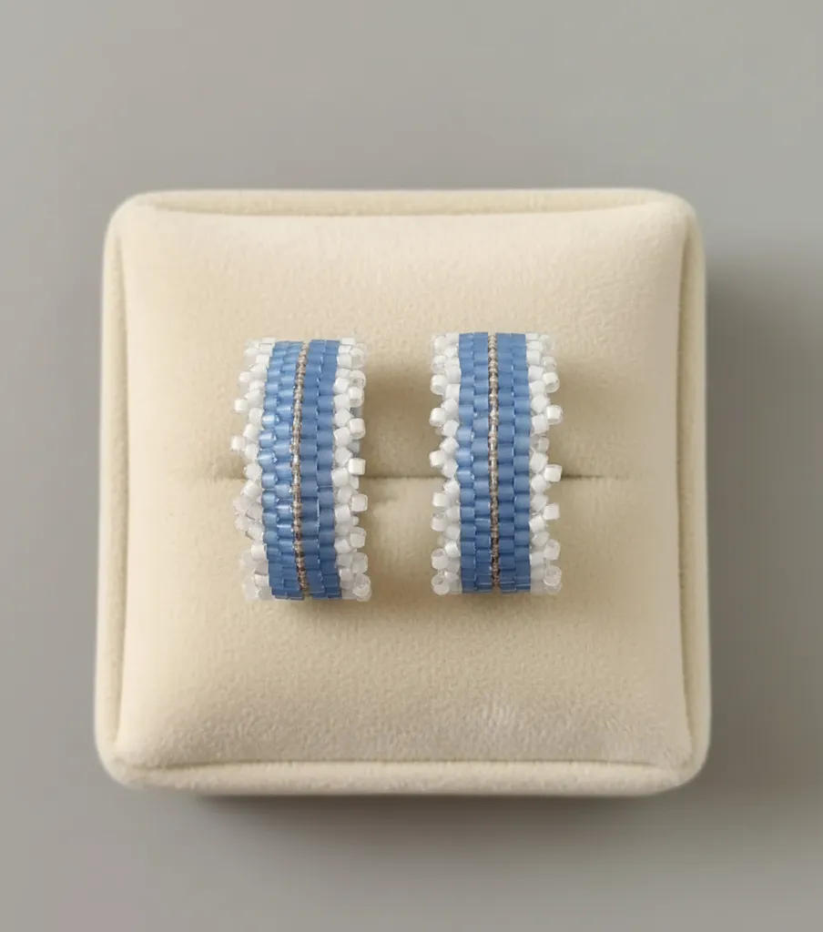 Buz Mavi Miyuki Boncuklu Halka Küpe - Şık ve Zarif Tasarım