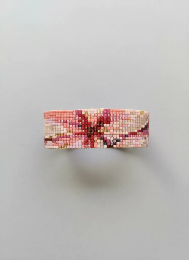 Miyuki Boncuklu Bileklik - Nar Çiçeği ve Pembe Tonları, El Yapımı