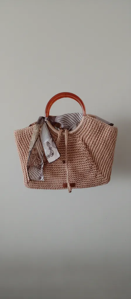 Makrome Örgü Astarlı El Çantası - Cleopatra Model Yuvarlak Kulplu