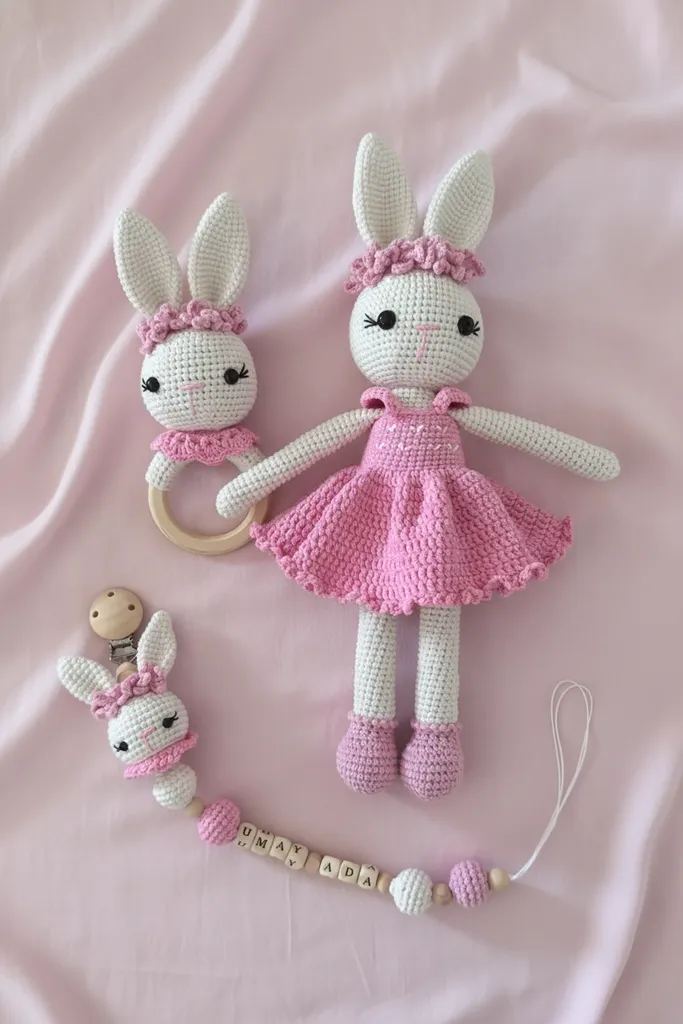 Amigurumi Rabbit Baby Toy Set - Newborn Set of Three