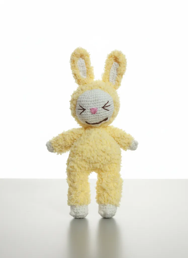 Sarı Peluş Tavşan Oyuncak - 25 cm Boyutunda - El Yapımı