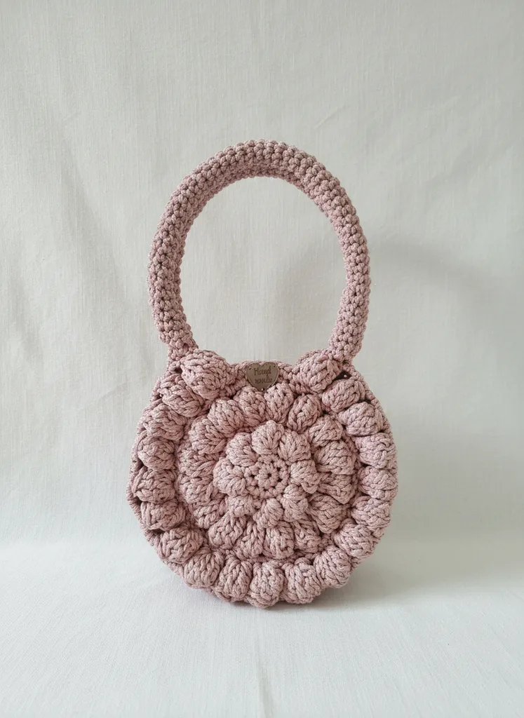 Toz Pembe Makrome Kız Çocuk Çantası - Mıknatıslı ve El Yapımı