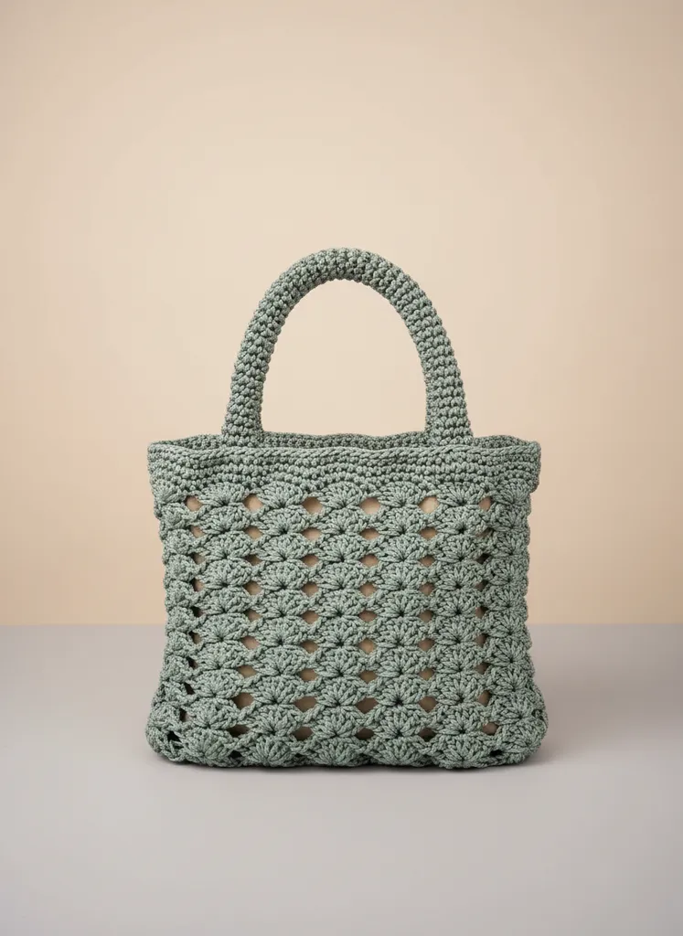 Yeşil Örgü Omuz Çantası - Günlük Kullanım İçin İdeal - El Emeği