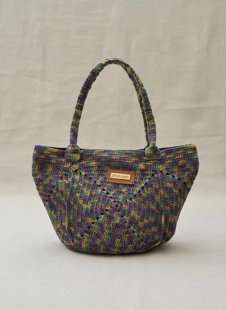 Renkli Örgü Desenli Omuz Çantası - 5 Motif Detaylı - El Emeği