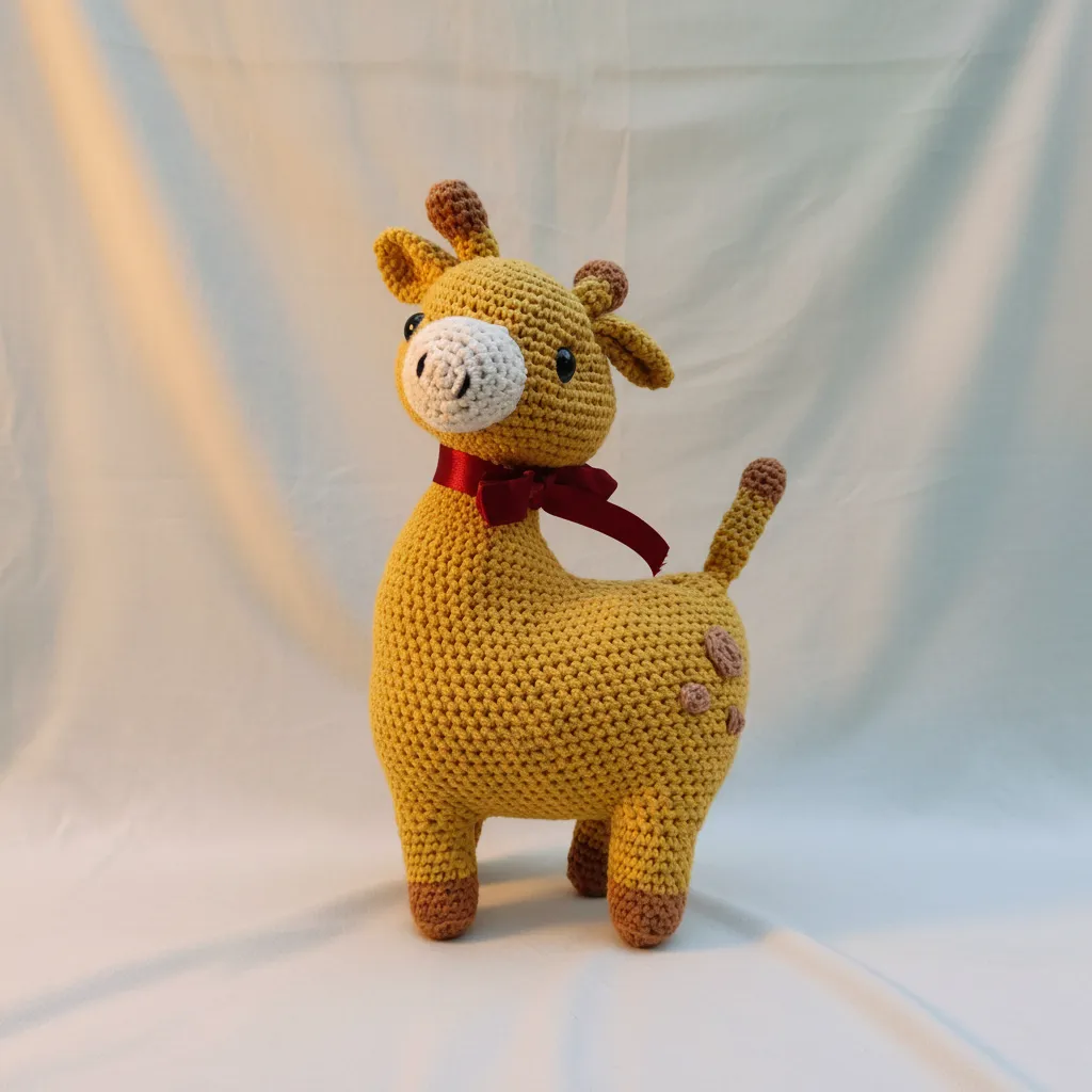 Sarı Örgü Geyik Oyuncak - Amigurumi Bebek Odası Dekorasyonu