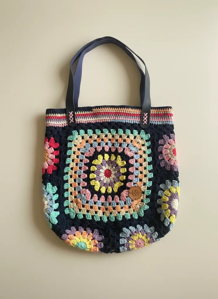 Örgü Motifli Kol Çantası - Lacivert ve Pastel Tonlarda El Emeği