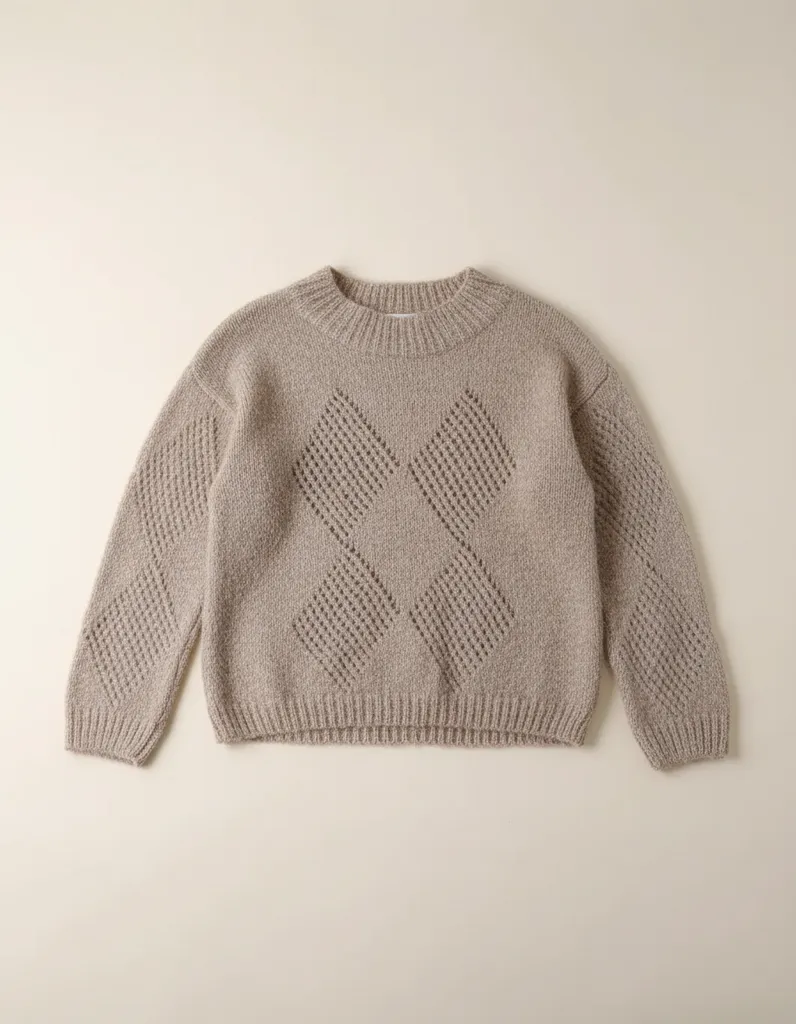 Vizon Bej Simli Örgü Kazak - Brunello Cucinelli Model İlhamlı