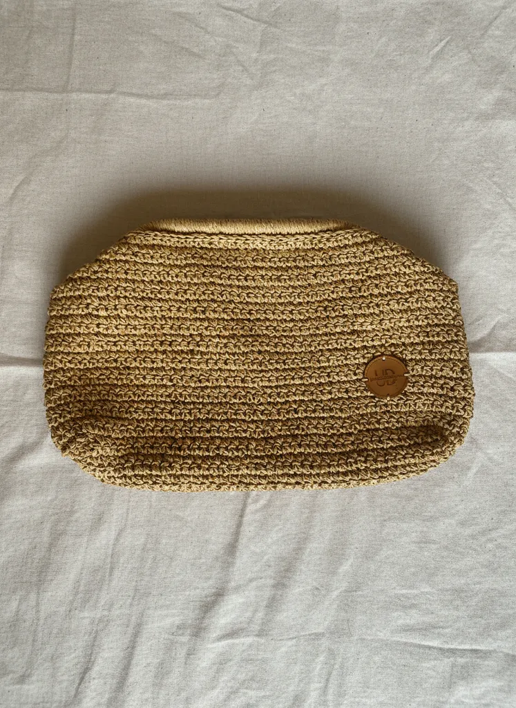 Hasır Örgü Portföy El Çantası - Kağıt İple El Yapımı