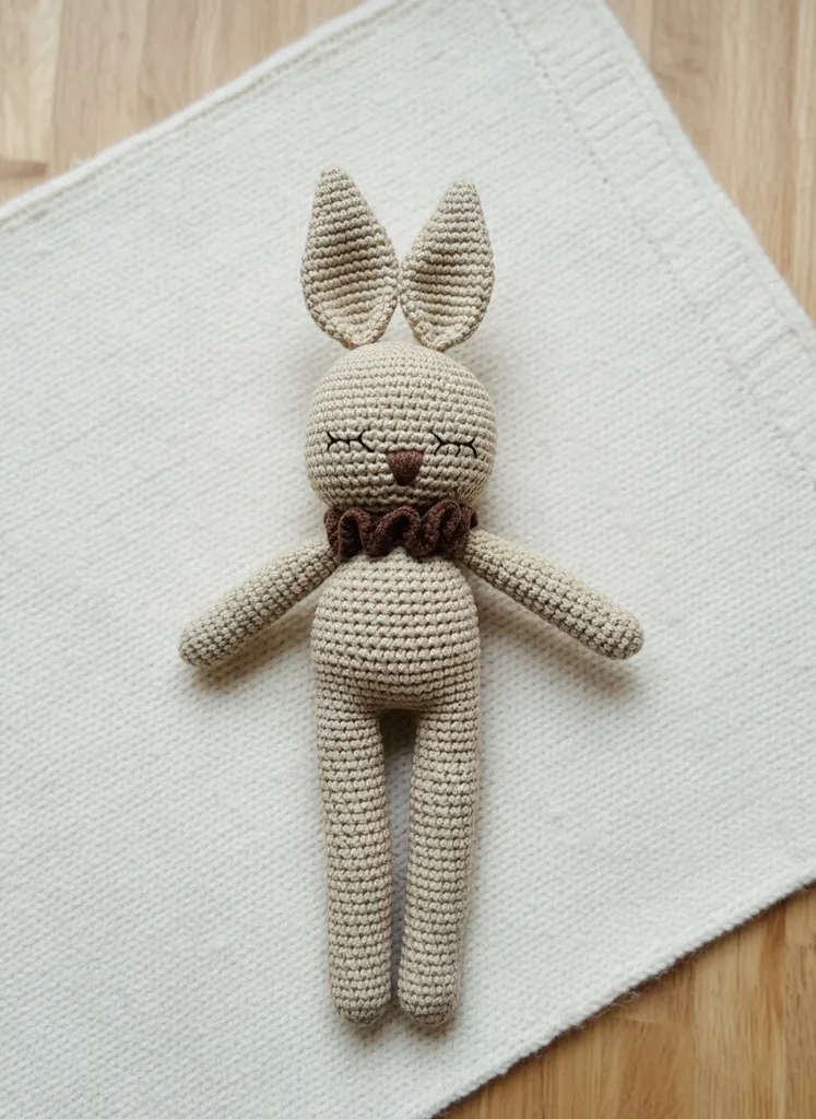 Knitted Sleeping Rabbit Amigurumi Toy Doll - Handmade