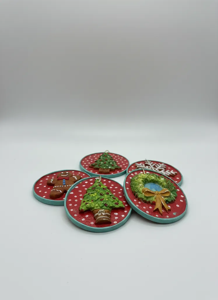 Taş Tozu Noel Süsleri (3 Adet) - El Yapımı Hediyelik Eşya