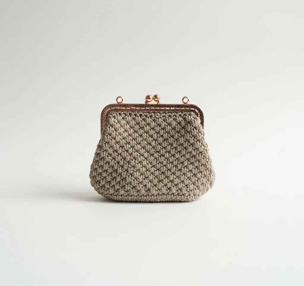 Örme Mini Cüzdan - Metal Aksesuarlı, Burslu, Şık Tasarım