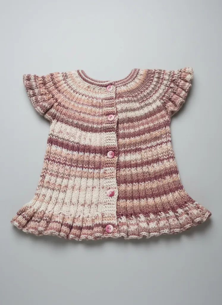 Ebruli Renkli Örgü Bebek Yeleği - El Emeği Kız Bebek Yeleği