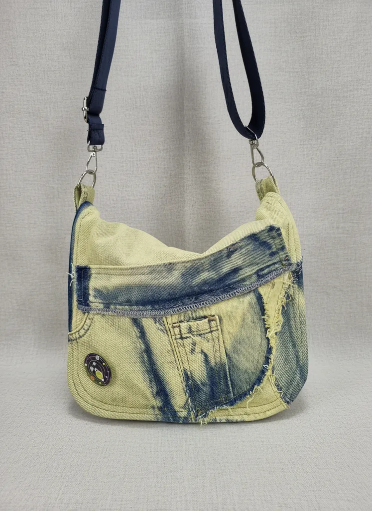 Açık Mavi Kot Postacı Çantası - Omuz Askılı, Vintage Model