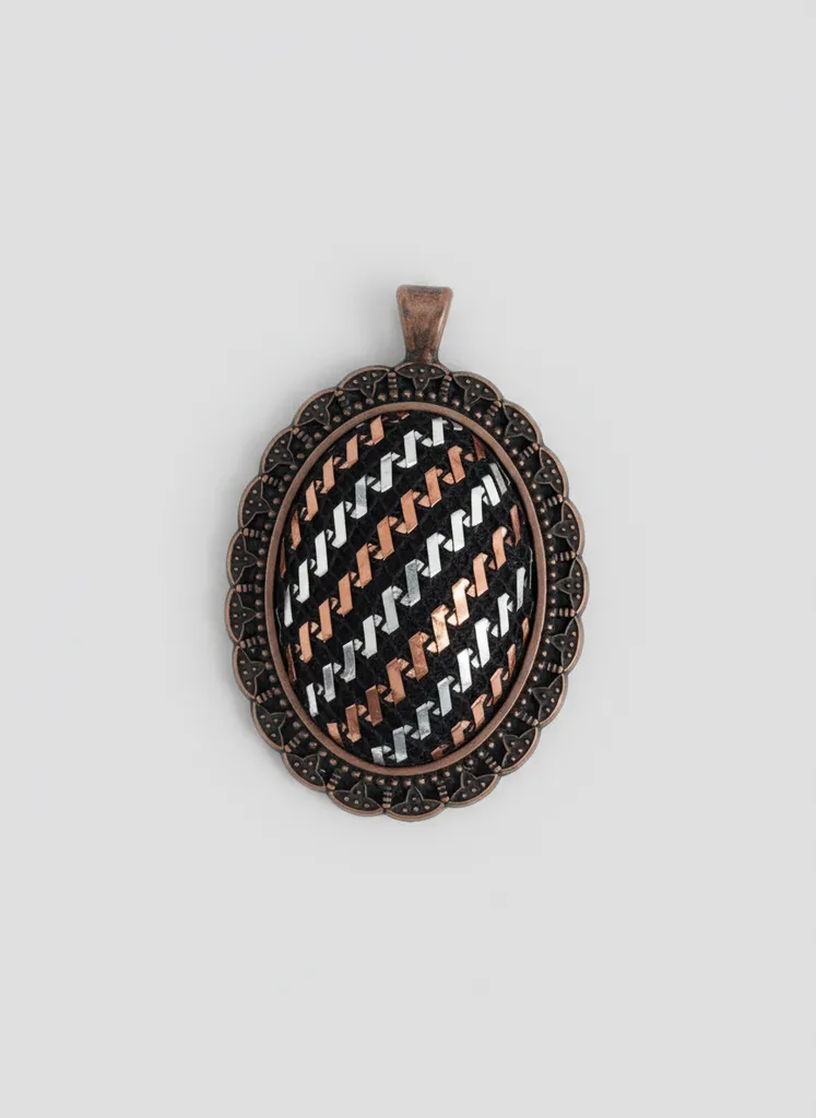 Bakır ve Gümüş Detaylı Tel Kırma Kolye - El Emeği