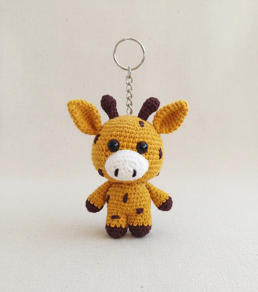 Sarı Zürafa Amigurumi Anahtarlık - El Emeği Örgü Oyuncak
