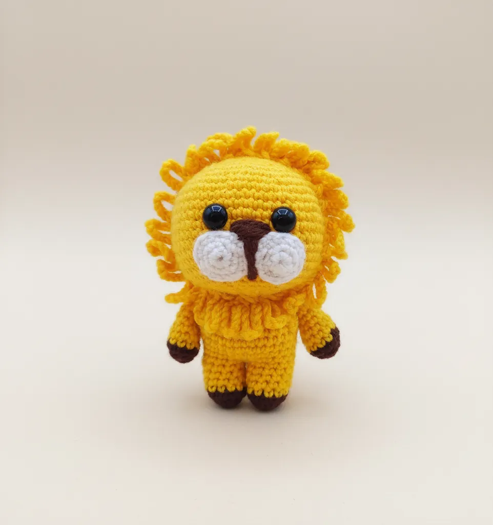 Sarı Aslan Amigurumi Anahtarlık - El Emeği Örgü Anahtarlık