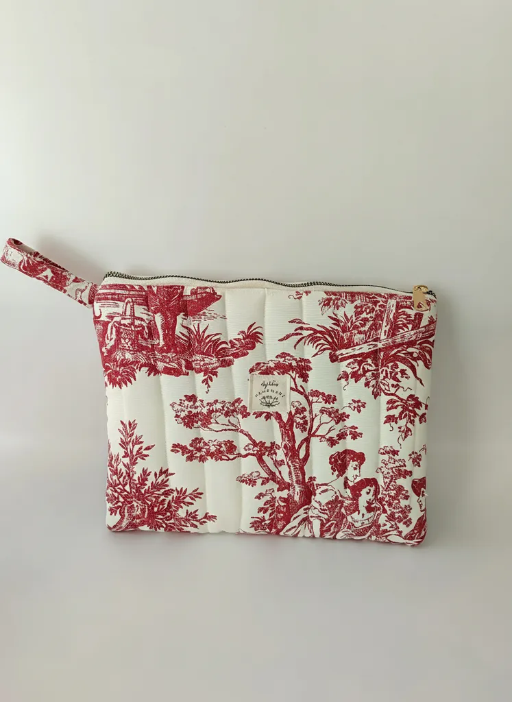 Kırmızı Vintage Desen Kapitone Portföy Çanta - Çok Amaçlı