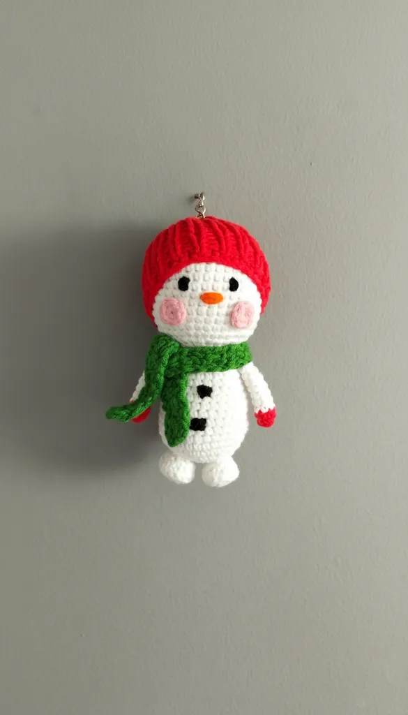 Örgü Kardan Adam Anahtarlık - Yılbaşı Temalı Çanta ve Araba Süsü